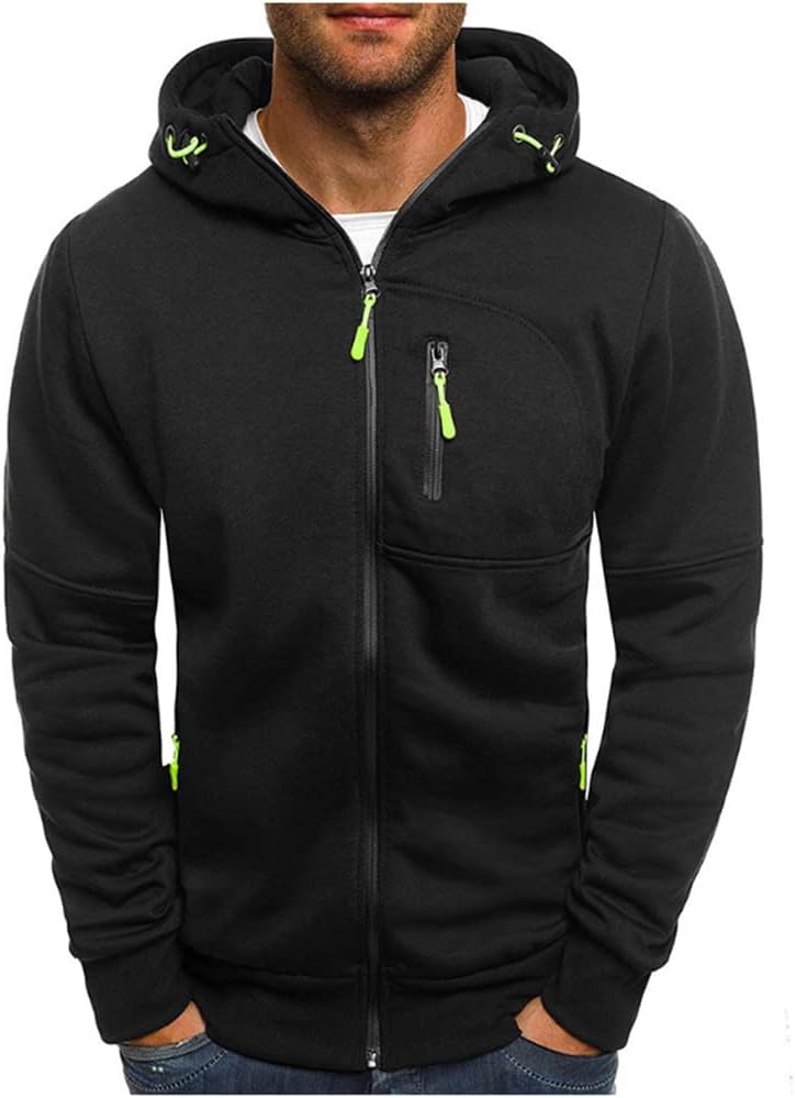Kroivil Men's Zip Hoodie: Stylish Zip Pockets for Sporty Vibes