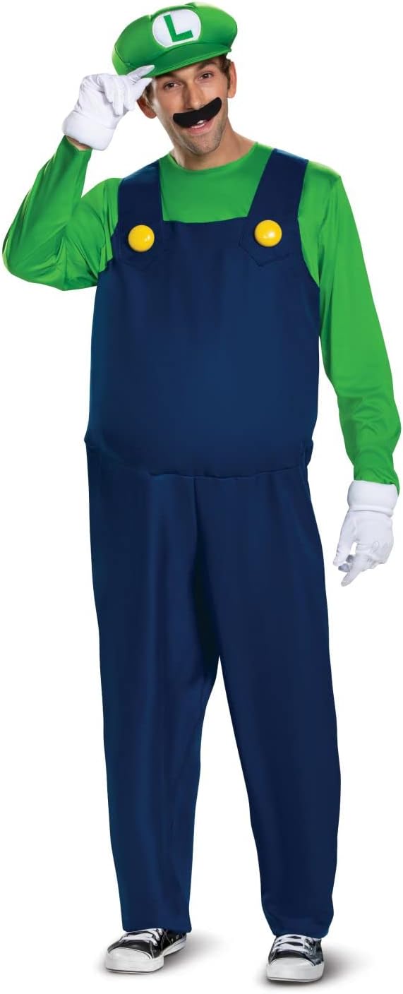 Luigi Deluxe Adult Costume for Super Mario Bros Fans