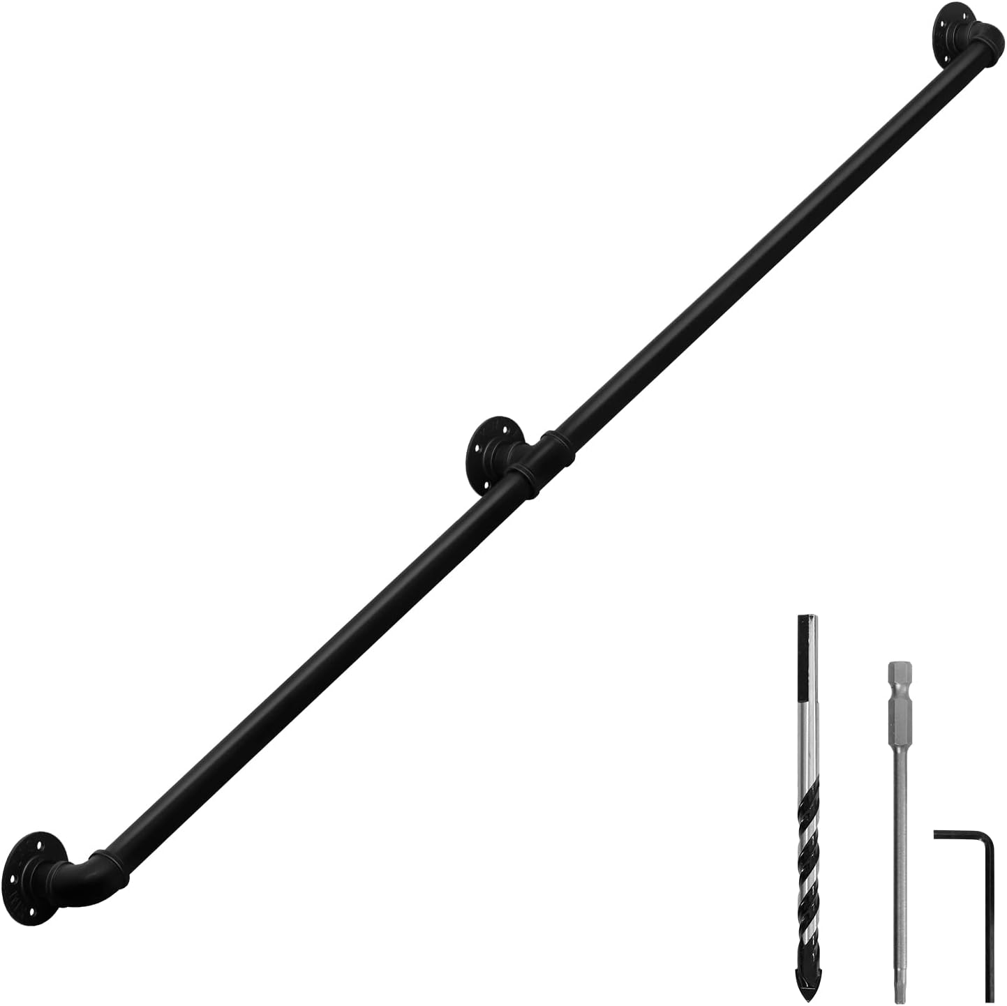 Industrial Pipe Wall Handrail for Farmhouse Stairway Railing