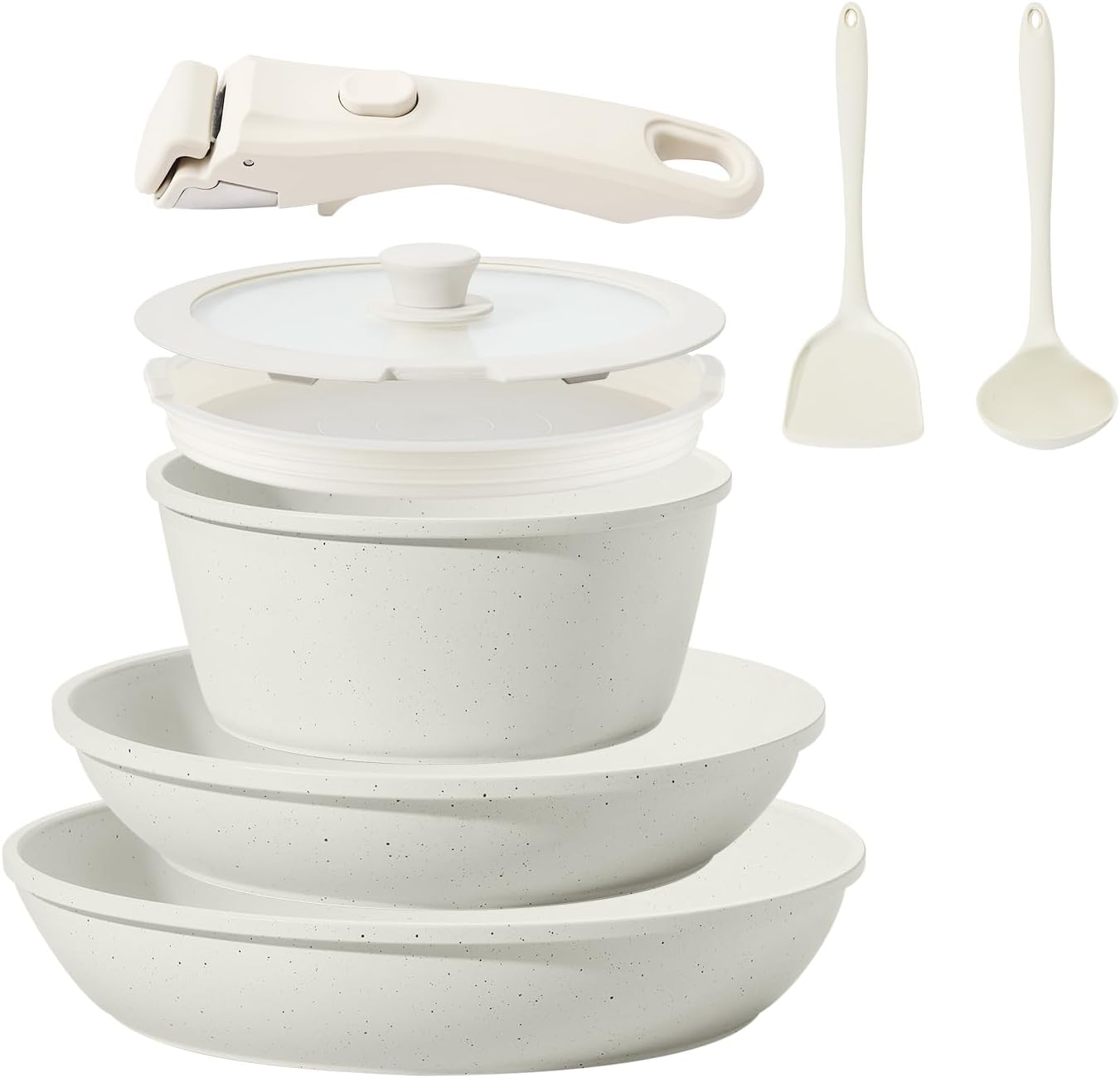 8PCS Nonstick Ceramic Cookware Set with Removable Handles