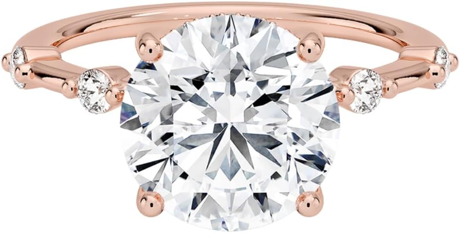 Moissanite Ring 3 Ct Hidden Halo Solitaire Engagement Ring