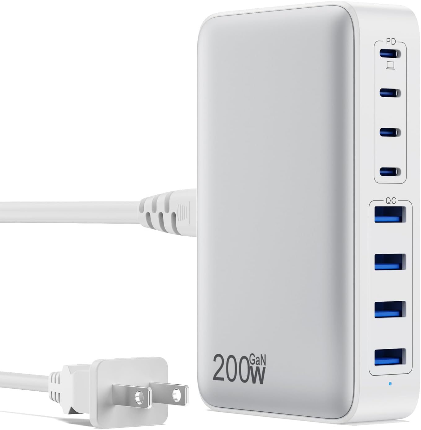 8-Port 200W Fast Charger for MacBook, Dell, iPhone, Galaxy