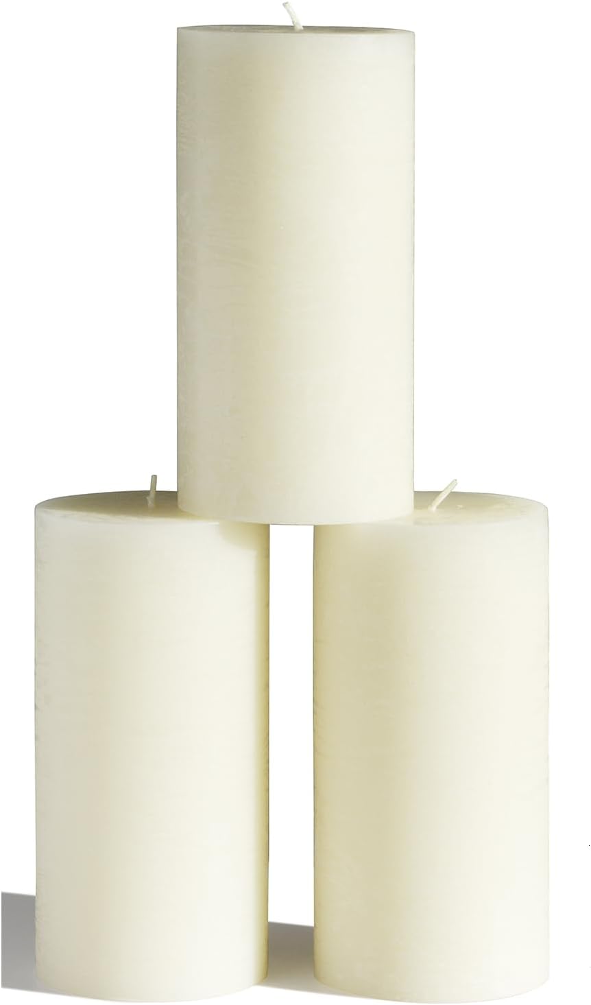 CANDWAX Large Pillar Candles 3x6 Inch Set of 3 for Events