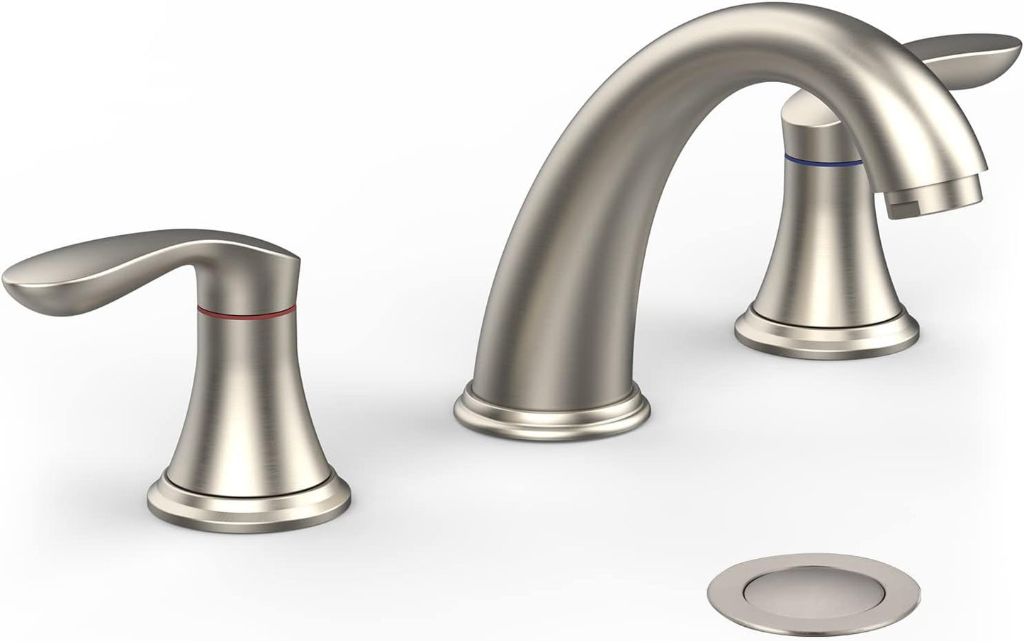 Widespread Brushed Nickel Bathroom Sink Faucet with Drain