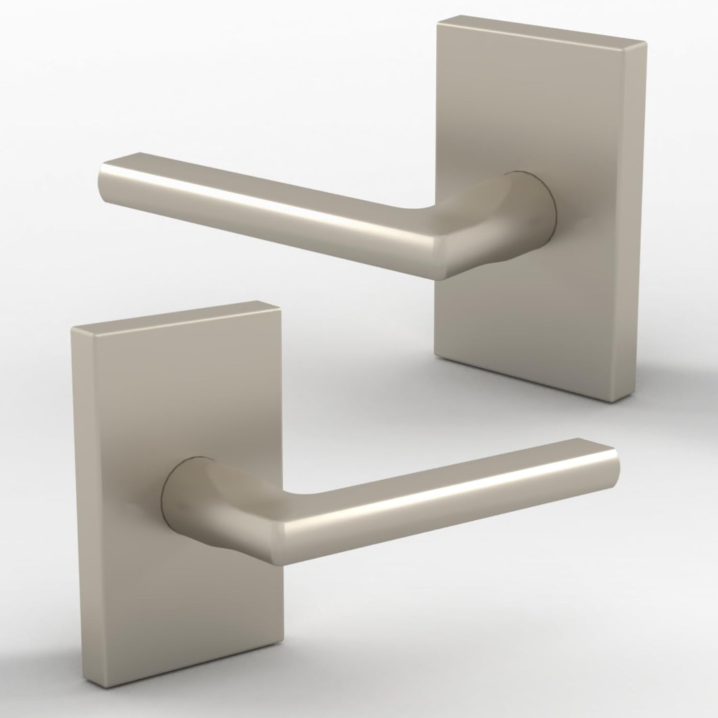 Mega Handles Glamor Dummy Lever Set for French Doors - Satin Nickel