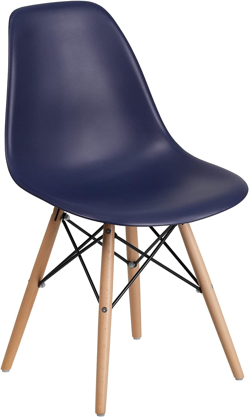 Elon Series Navy Plastic Chair with Wooden Legs for Versatile Use