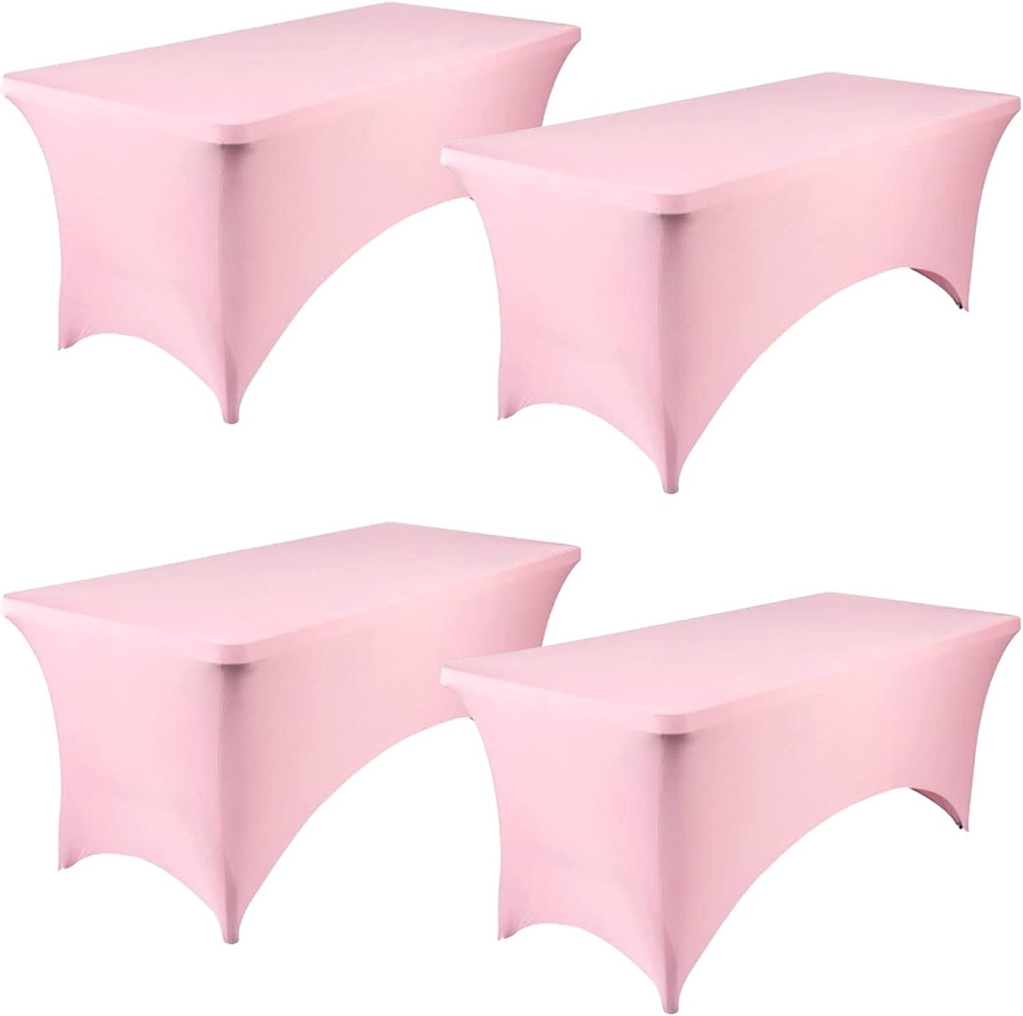 8FT Spandex Table Cover for Folding Tables - 4 Pack Pink