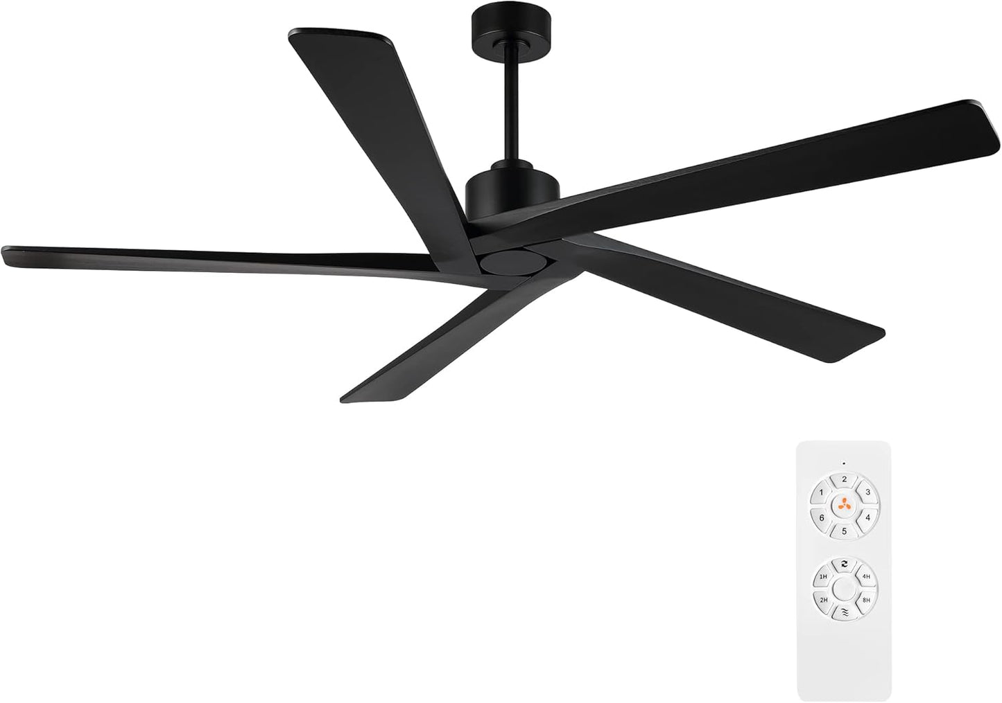 WINGBO 72 Inch Ceiling Fan with Solid Wood Blades and 6 Speeds