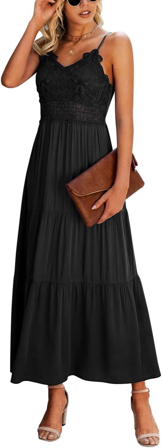 Dokuritu Women's Beach Crochet Lace Maxi Dress for Summer Fun