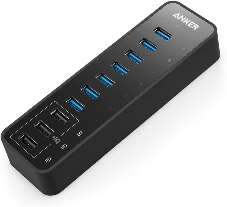 Anker 10 Port USB 3.0 Hub - Fast Charging & Data Transfer