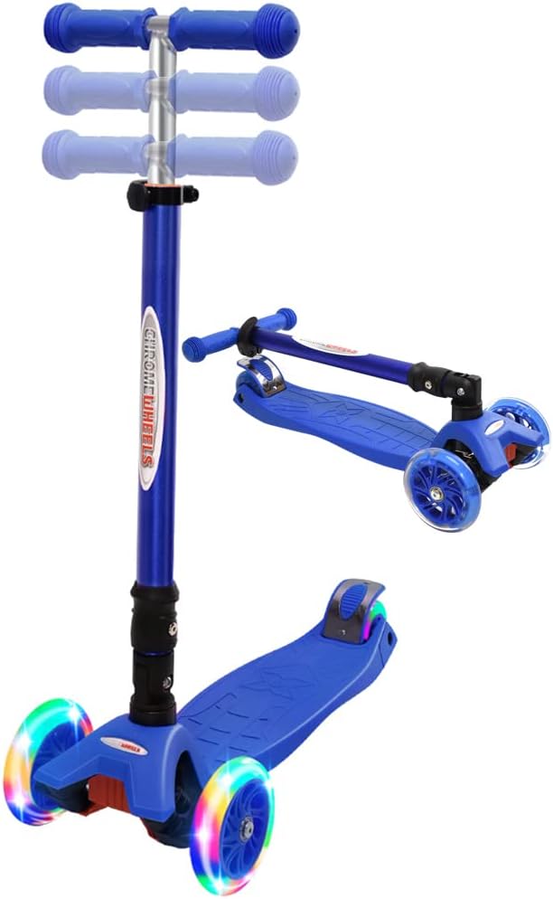 ChromeWheels Foldable Scooters for Kids with LED Light Up Wheels