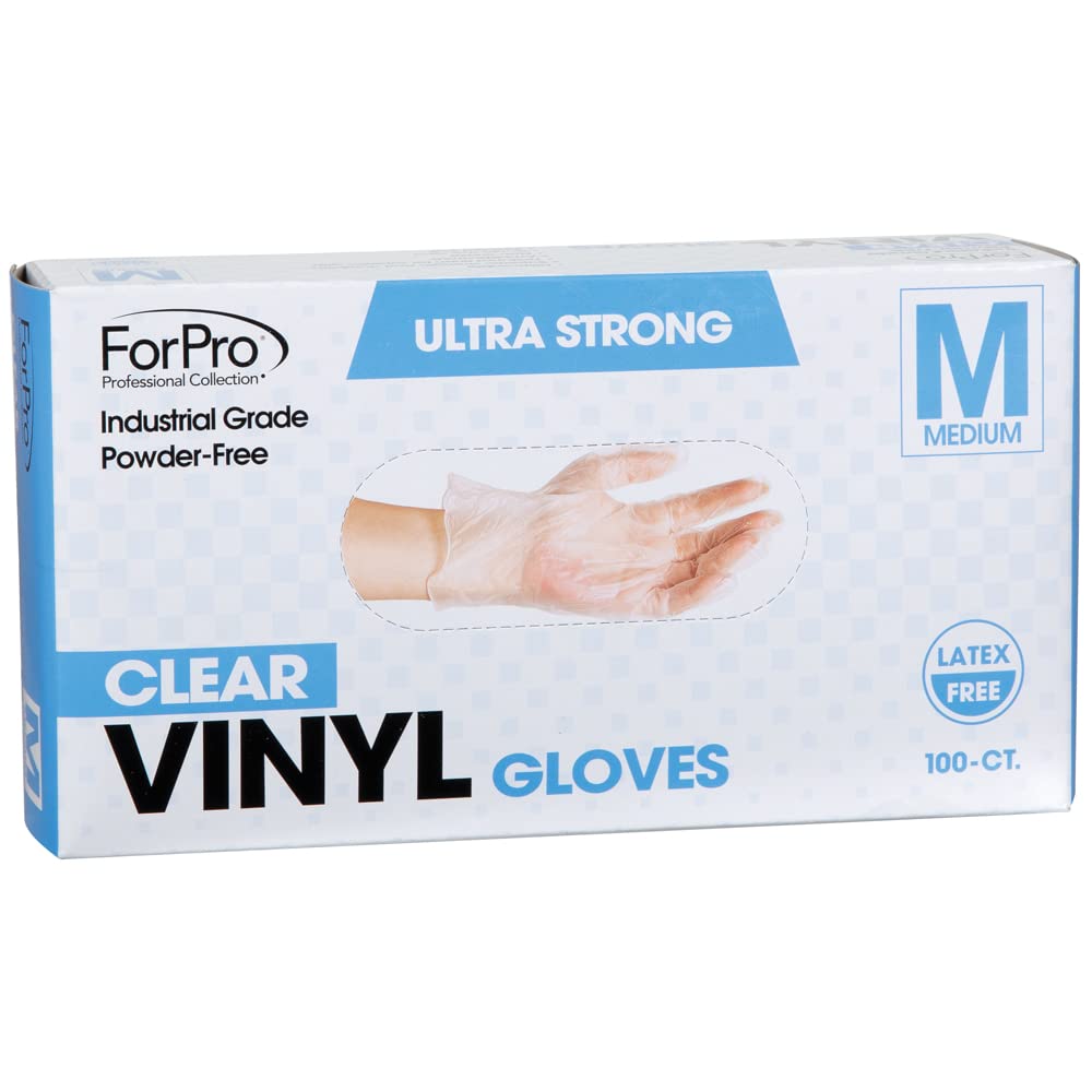 ForPro Disposable Vinyl Gloves - Industrial Grade, Latex-Free, Food Safe