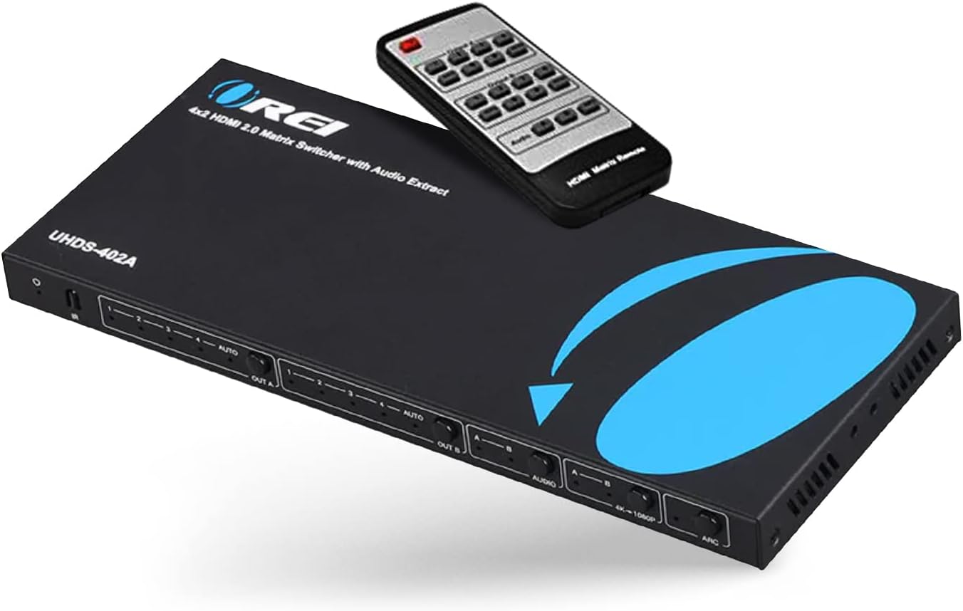 OREI 4K HDMI Matrix Switch 4 X 2 for UltraHD 60Hz Experience
