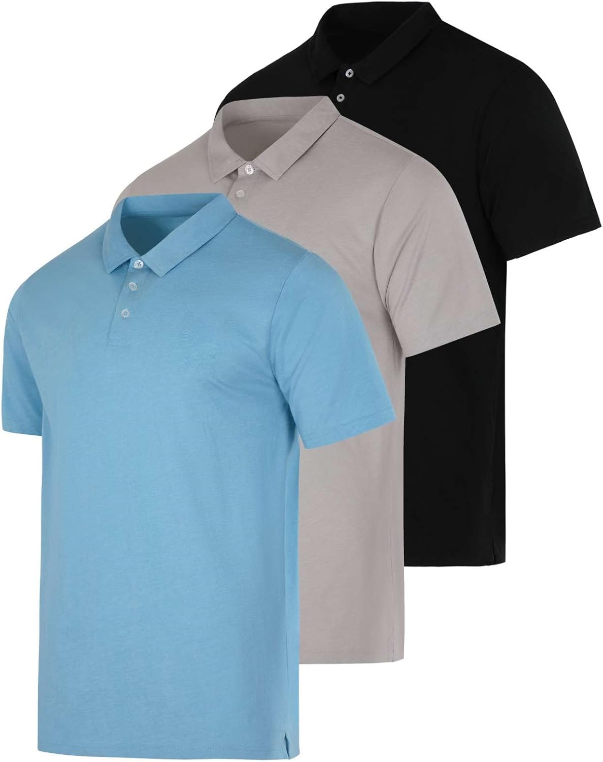 Men's Casual Jersey Cotton Polo Shirts - 3 Pack for Comfort