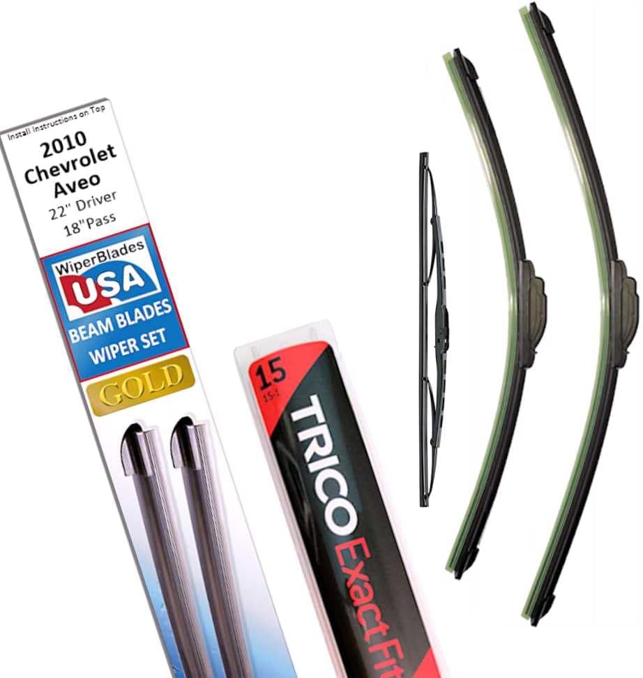 Beam Blade Wipers Replacement Set for 2010 Chevrolet Aveo