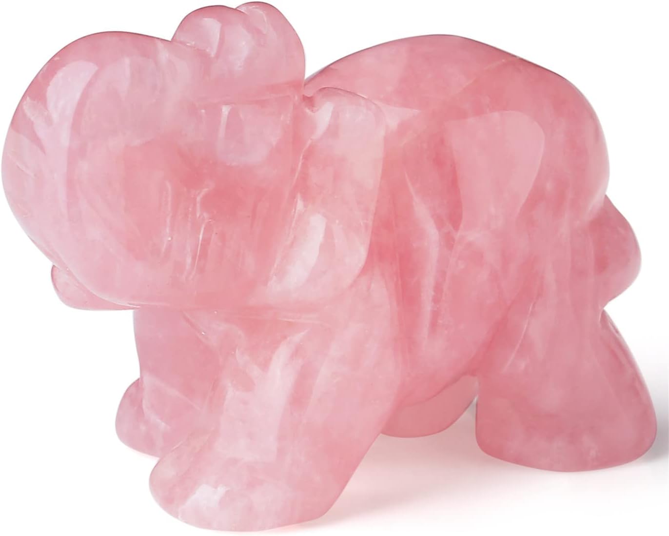 Rose Quartz Elephant Healing Statue - Gemstone Energy