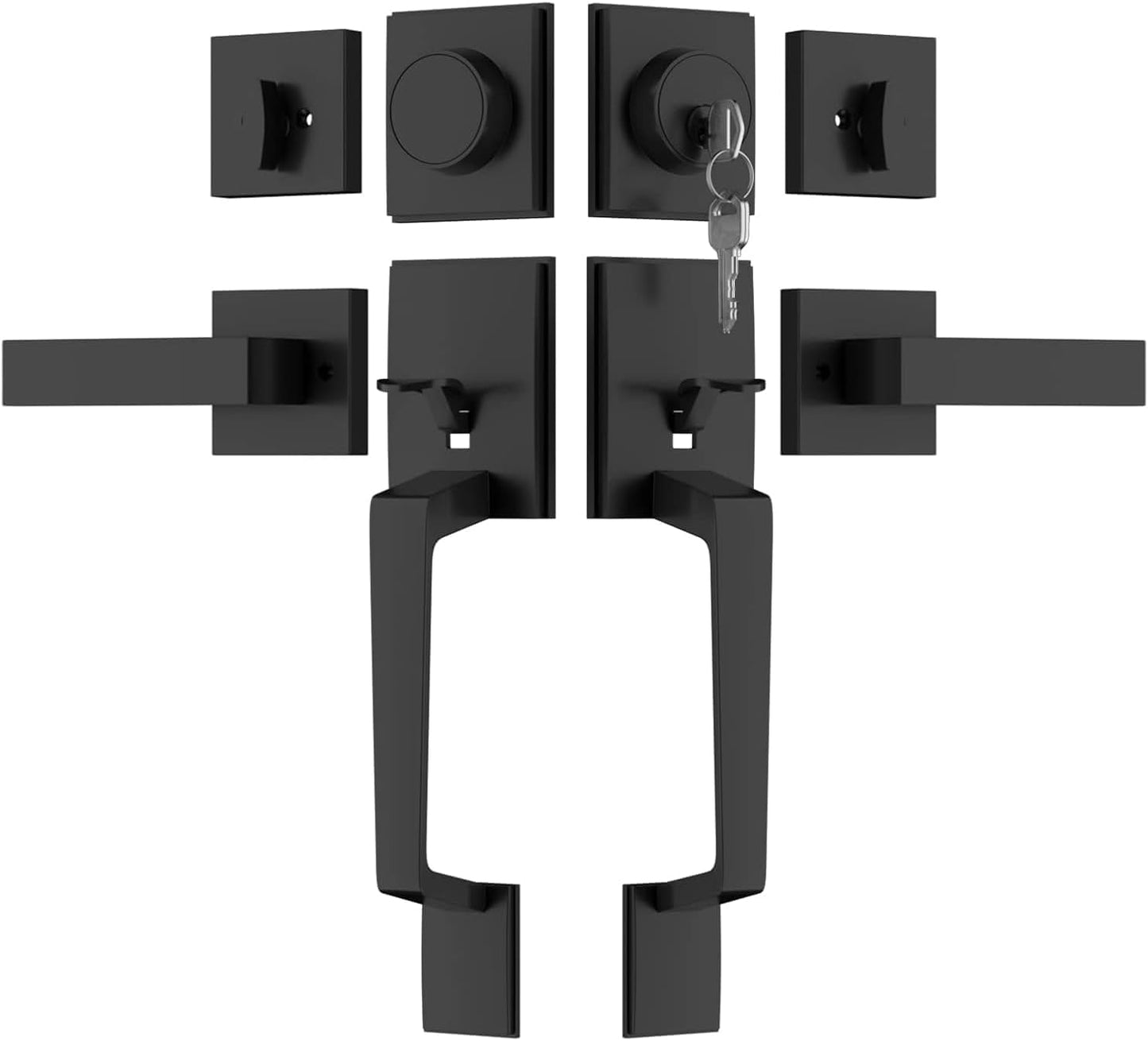 Haidms Matte Black Double Door Lock Set for Stylish Security