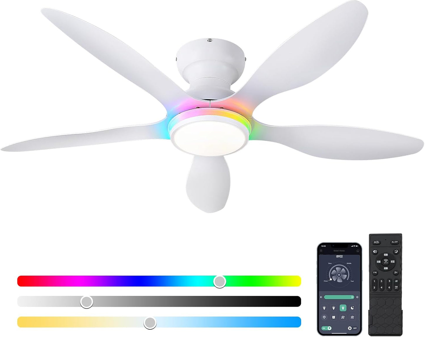 Modern 46 inch Ceiling Fan with Lights and Remote Control
