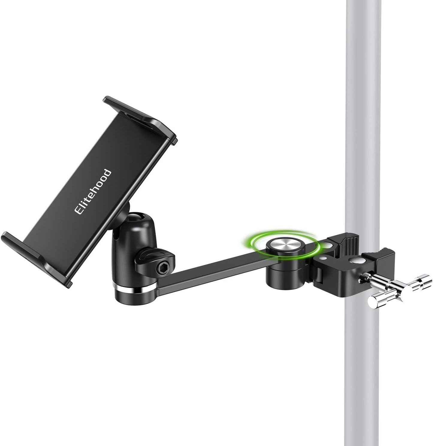 Adjustable 8.5in Long Arm iPad Holder for Mic Stand Use