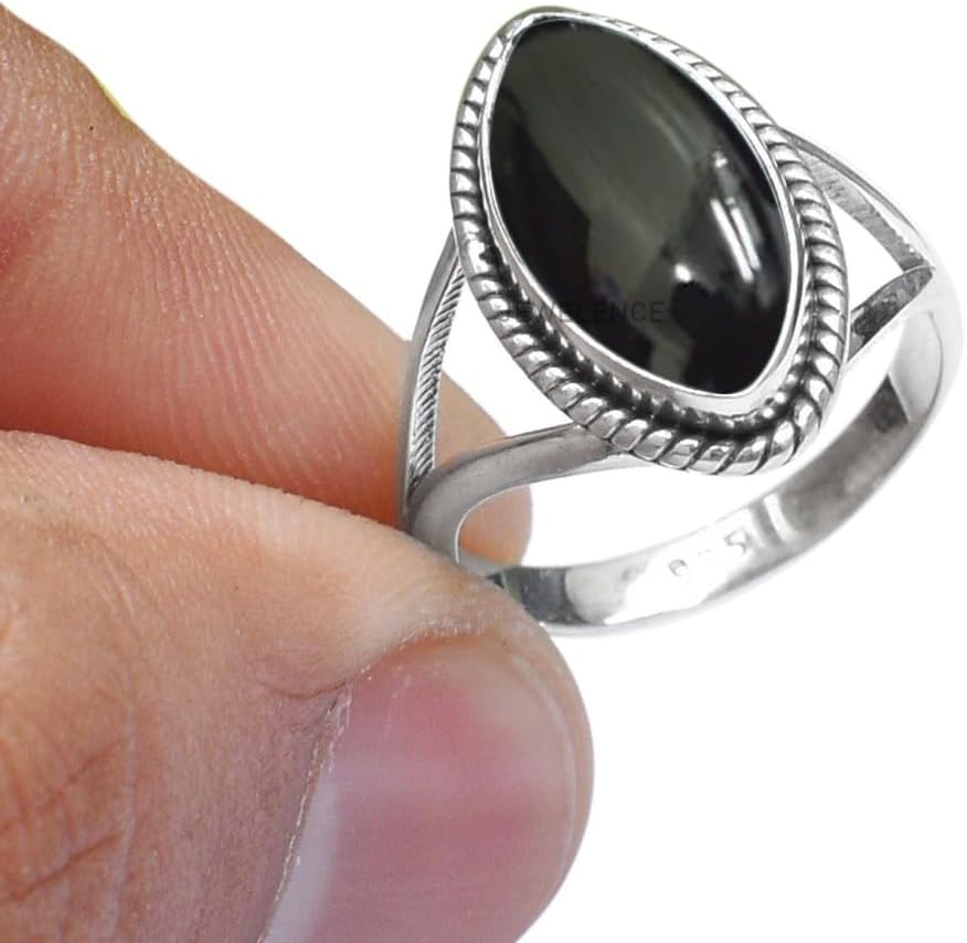 925 Sterling Silver Ring with Black Onyx for Stylish Women