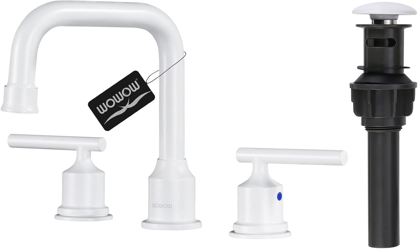 Elegant White 3 Hole Bathroom Faucet with Quick Install Features