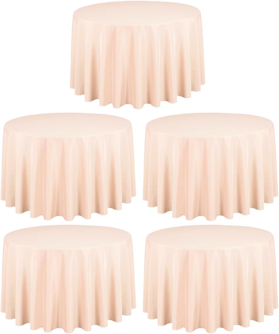 LTC LINENS 5 Pack 108 Inch Round Tablecloths for Events