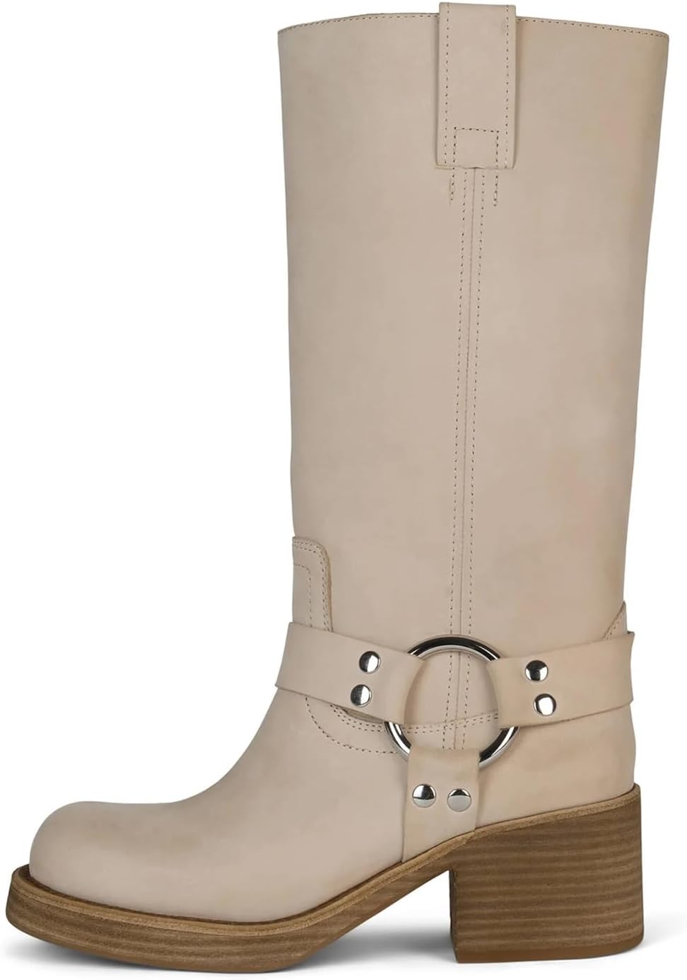 Women's Knee High Riding Boots with Block Heel and Zipper