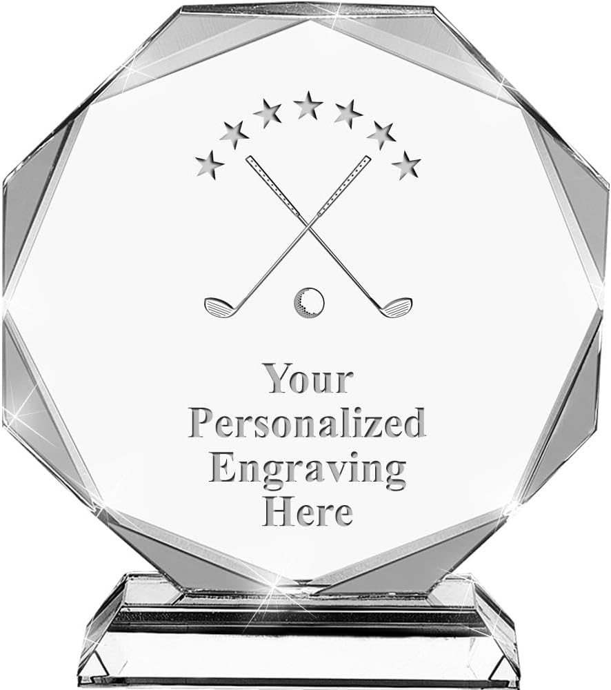 Custom Engraved Crystal Trophy Awards for Golf Events