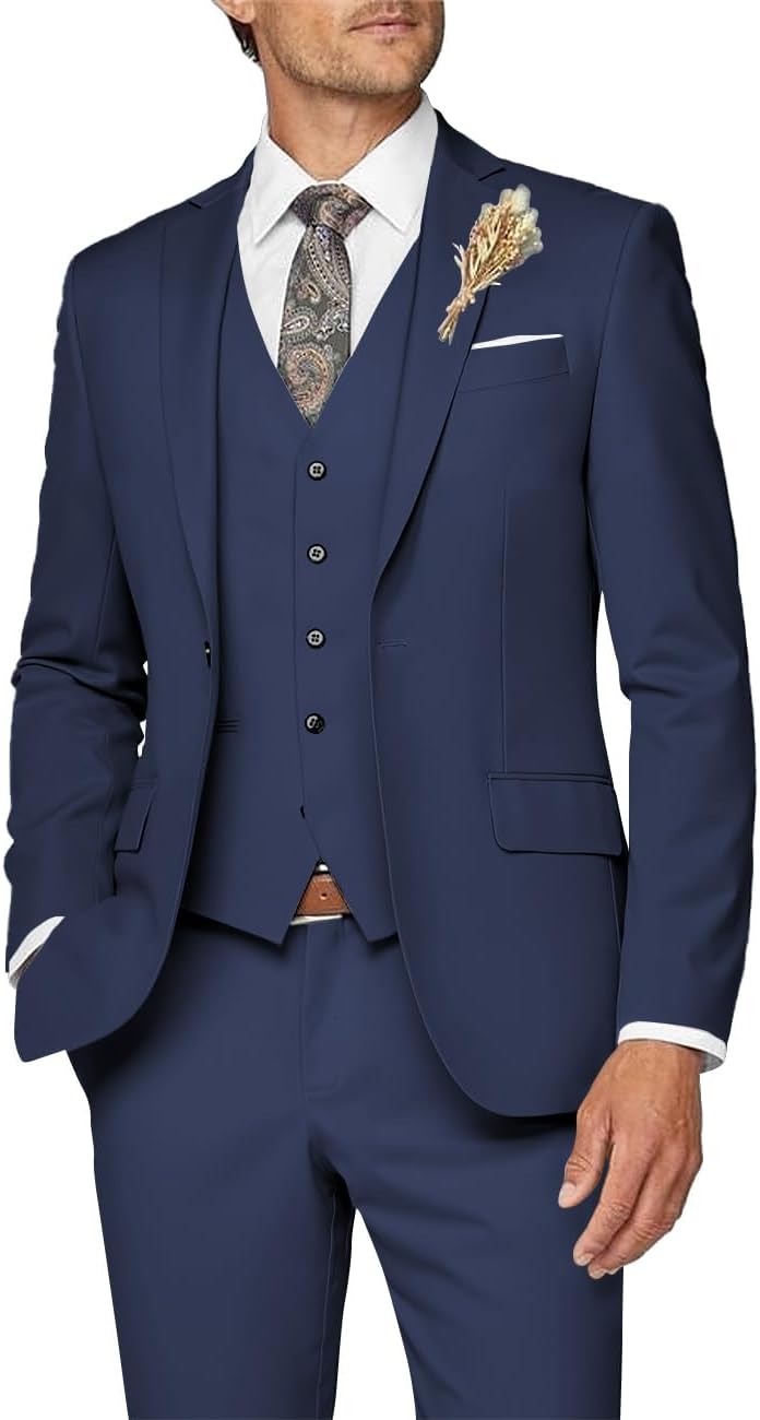 Wangyue Mens Suit 3 Piece Slim Fit for Weddings and Parties