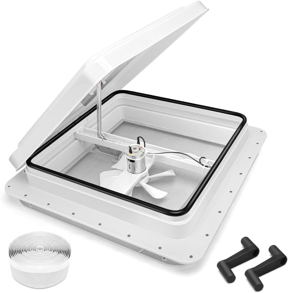 RV Vent Fan 14 Inch Trailer Roof Vent with 12V Fan for Comfort
