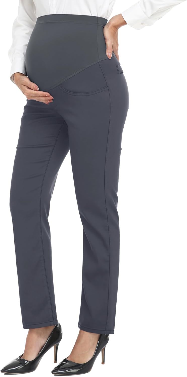 PACBREEZE Women's Maternity Pants for Work Over-Bump Comfort