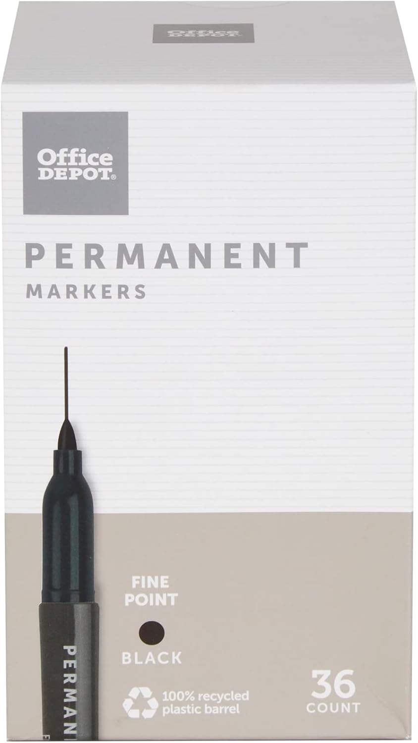 36-Pack Office Depot Fine Point Permanent Markers - 100% Recycled Barrel