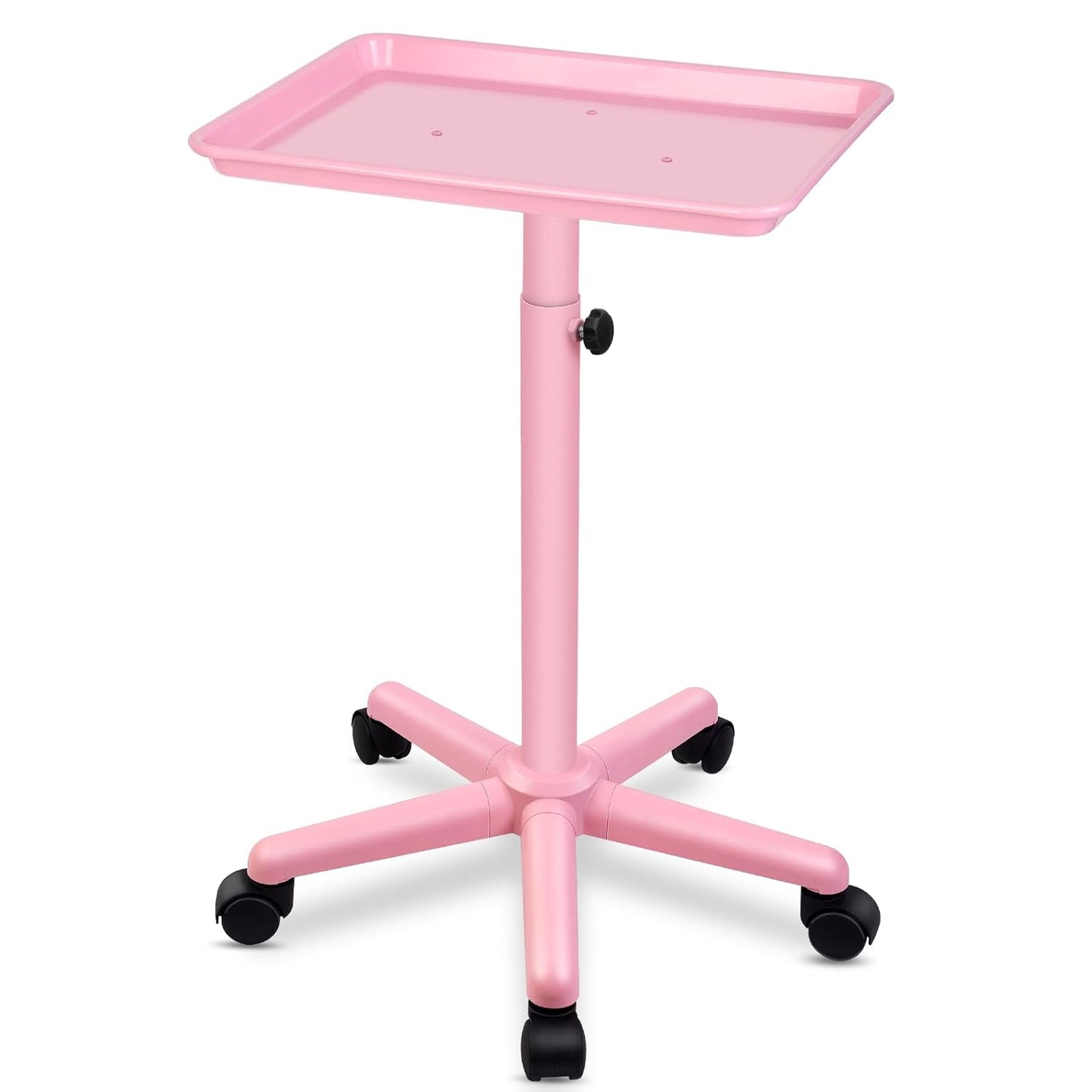 Adjustable Pink Salon Tray with Wheels for Hair Color Services