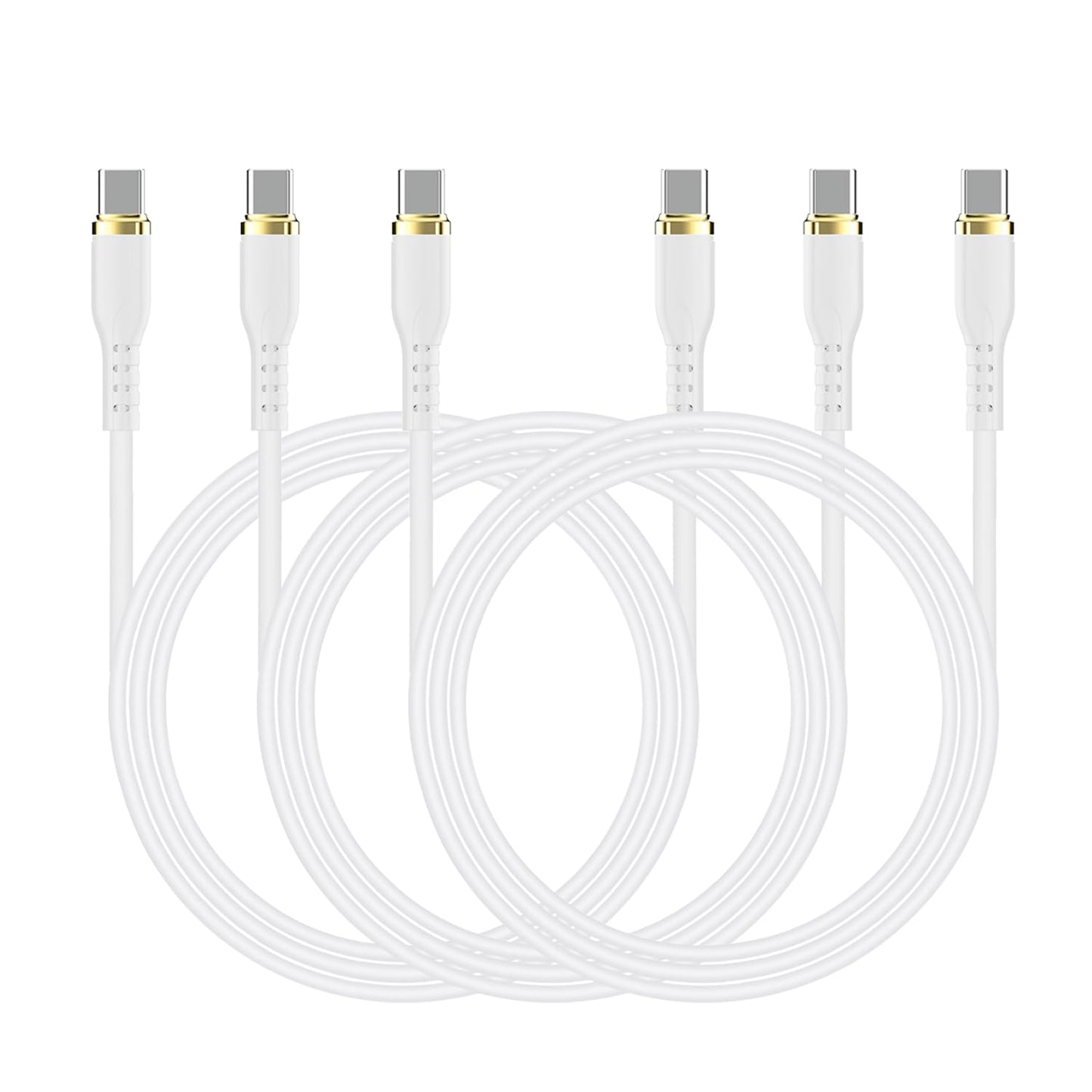 Fast Charge 3-Pack USB C Cables for iPhone & Galaxy