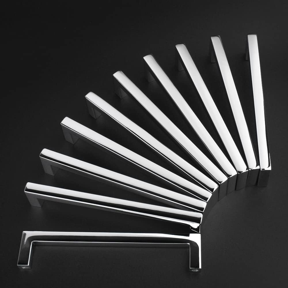 KOOFIZO Solid Square Bar Cabinet Handle - Chrome Pulls for Furniture
