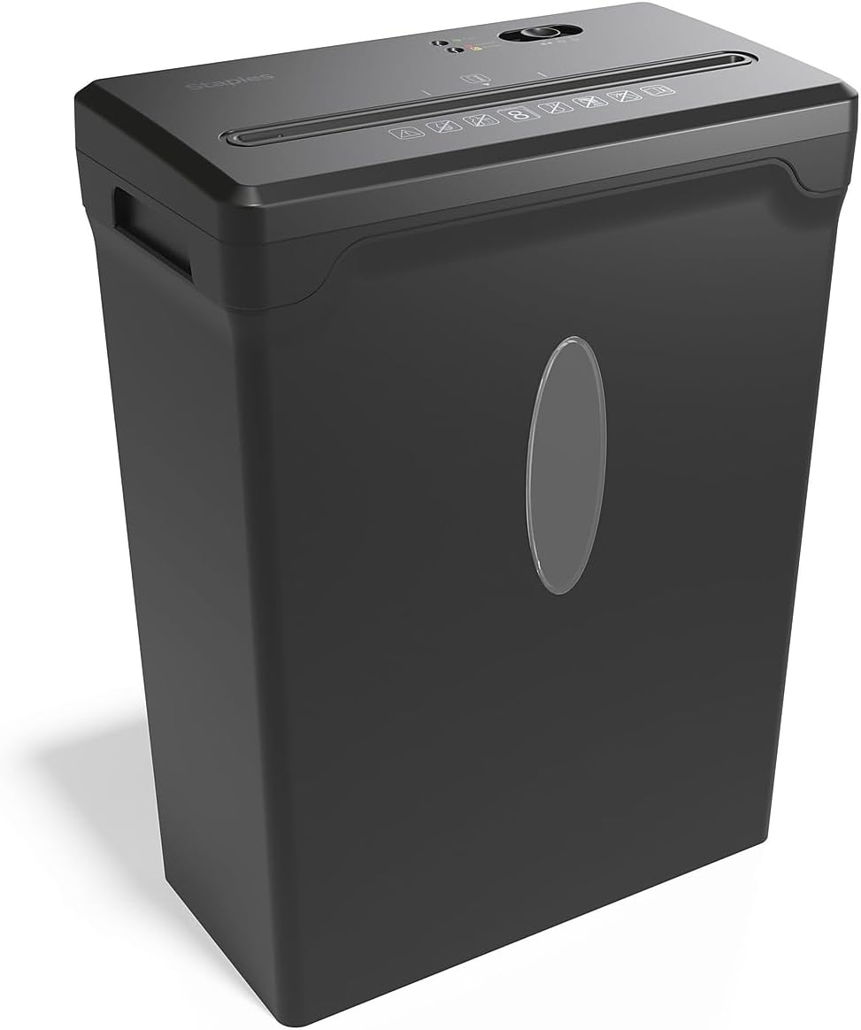 Staples Paper Shredder for Office & Home Use, 8-Sheet Cross-Cut