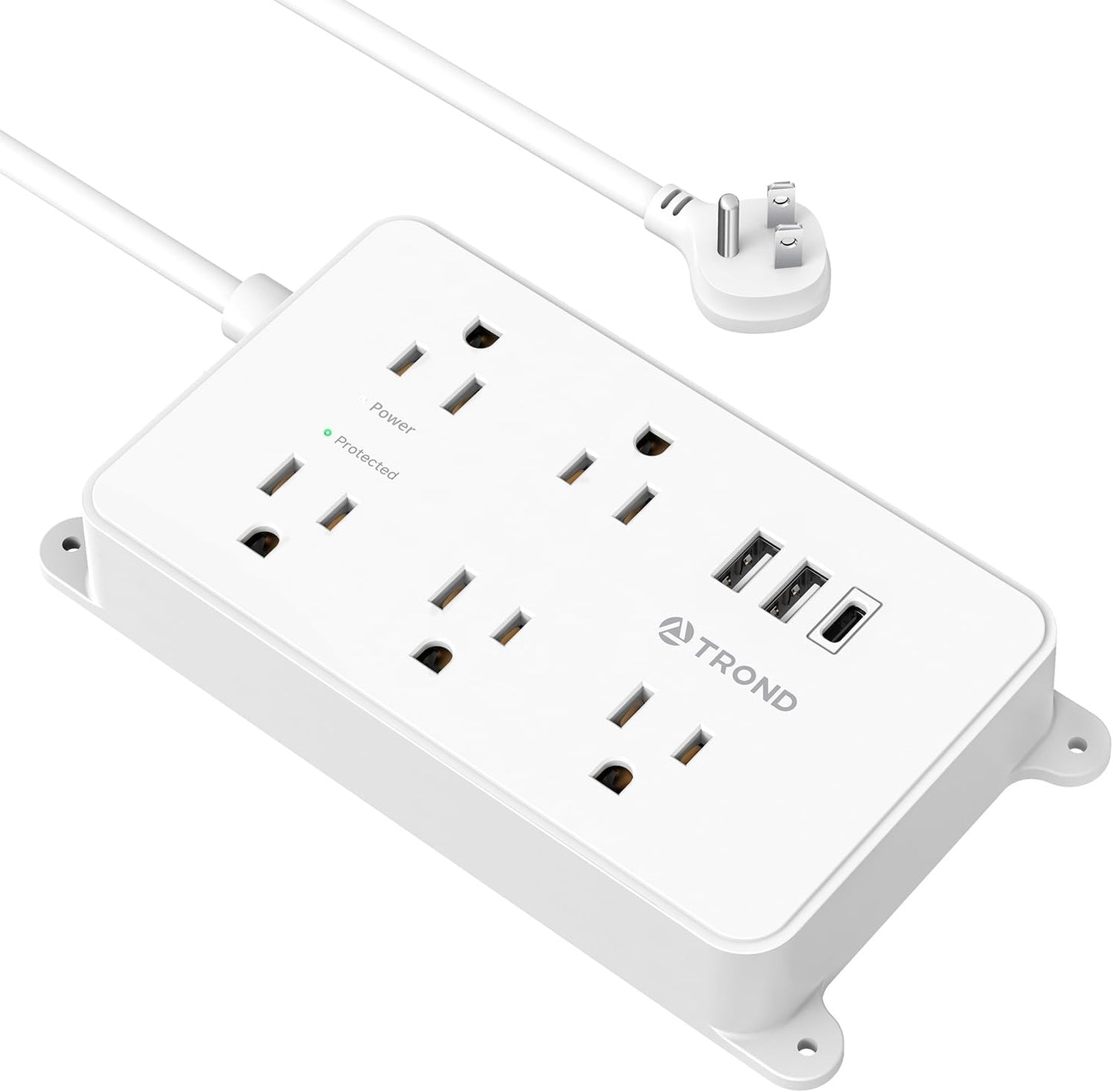 TROND Surge Protector Power Strip: 5 Outlets, 3 USB Ports