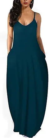 Wolddress Womens Casual Sleeveless Sundress Plus Size Maxi Dress