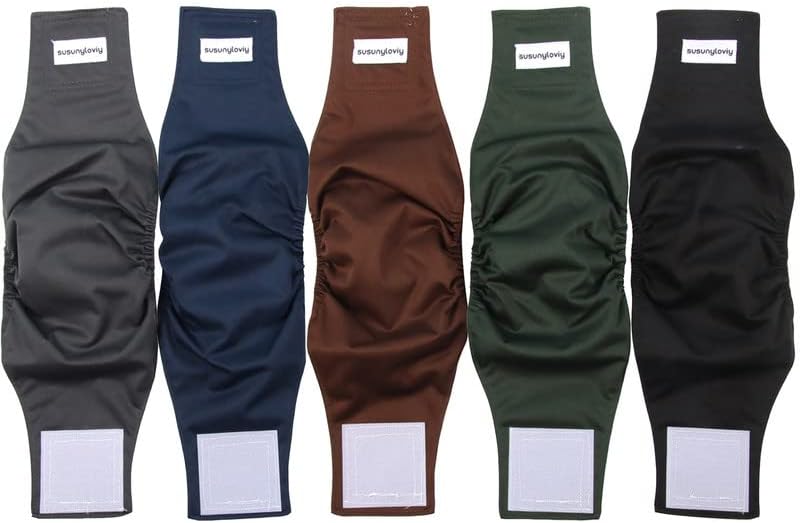 5 Pack Washable Male Dog Diapers, Super Absorbent Belly Bands