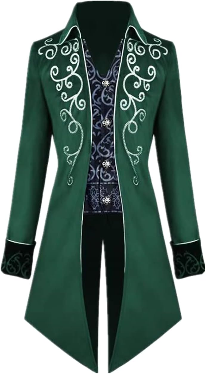 Crubelon Men's Steampunk Vintage Tailcoat Jacket for Halloween
