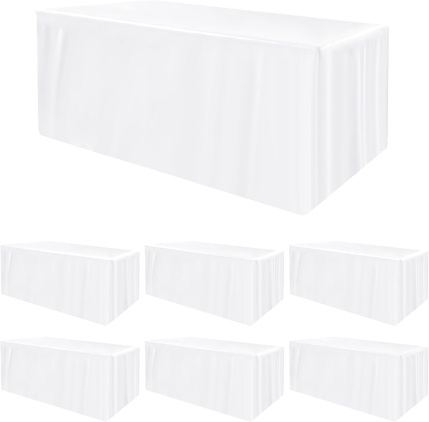 Fitted Rectangle Table Cloths for 8ft Tables - 6 Pcs Set