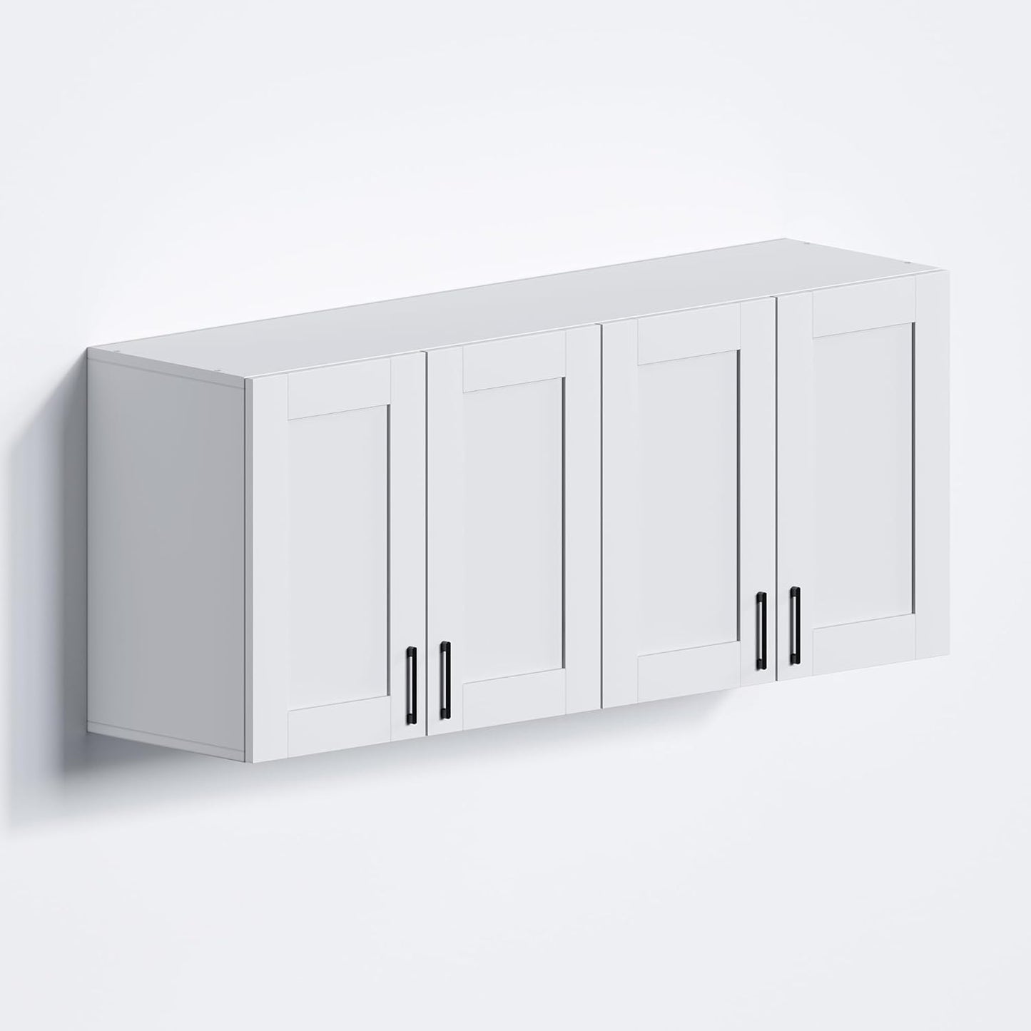 White Laundry Room Cabinets with Adjustable Shelves for Storage