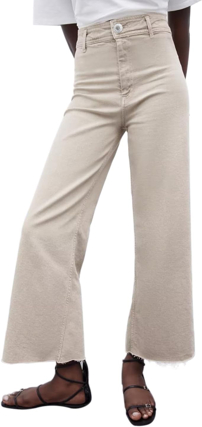 Women's Wide Leg Jeans High Waisted Stretchy Casual Denim Pants