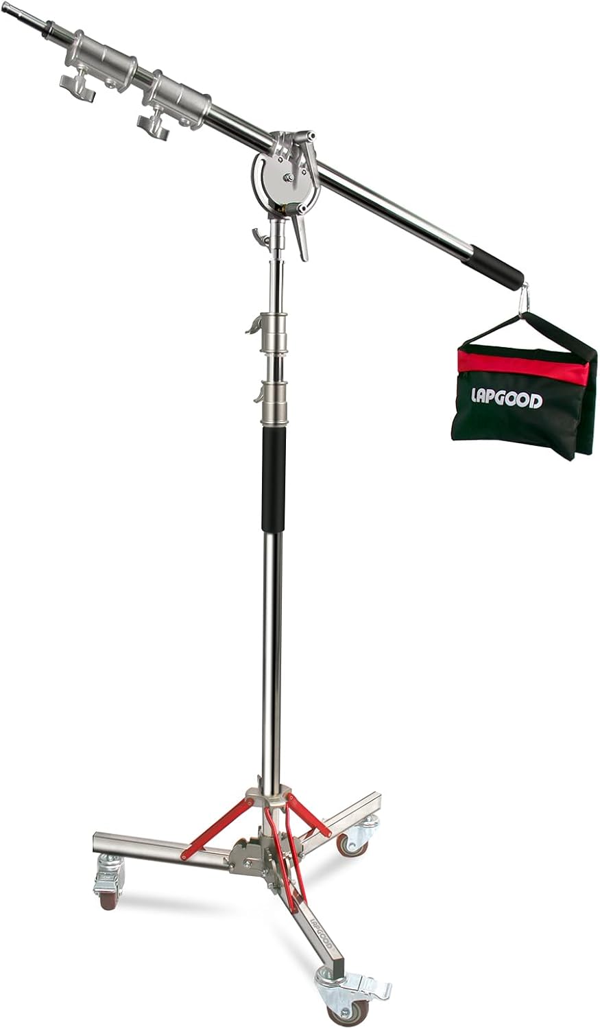 Heavy Duty Light Stand with Casters and Boom Arm for Photography