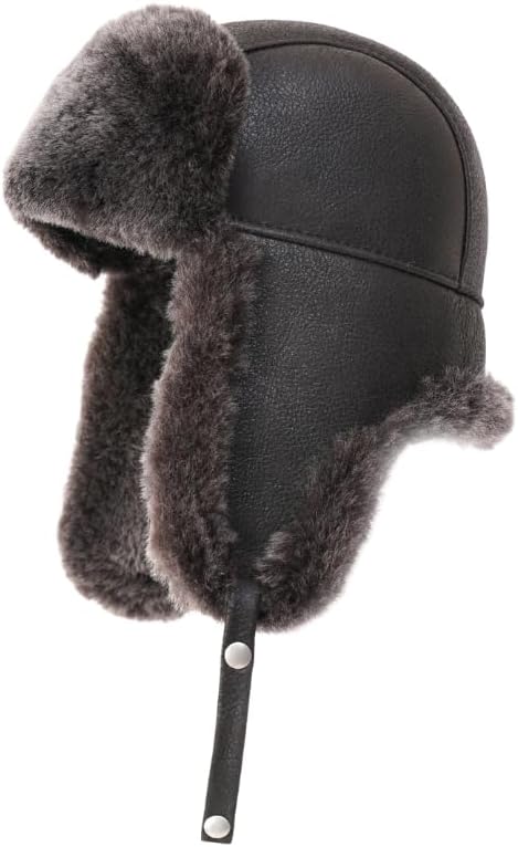 Ushanka Aviator Trapper Leather Hat for Men and Women