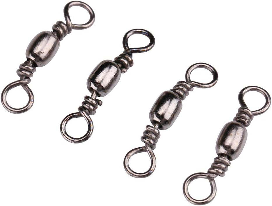 100pcs Barrel Bearing Swivel Connector, 28kg Test, Fishing Essential