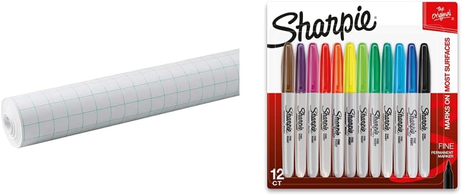 Pacon Paper Grid Roll with 1in Grid Rule and Sharpie Markers