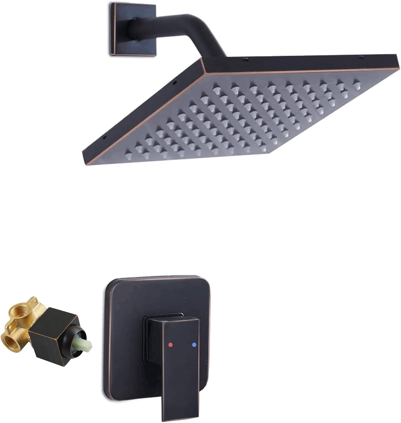 Oil Rubbed Bronze Shower Faucet System with 8in Rainfall Head