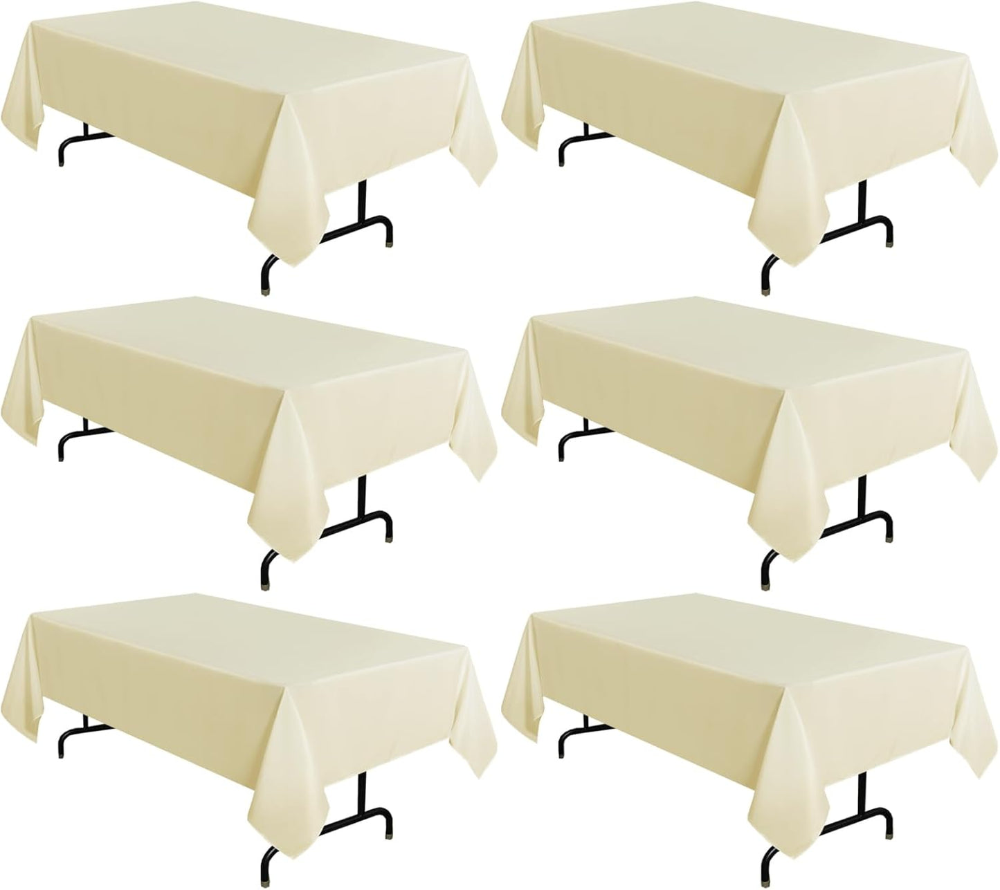 Sancua 6 Pack Beige Tablecloth for 6 Feet Tables - Durable Cover