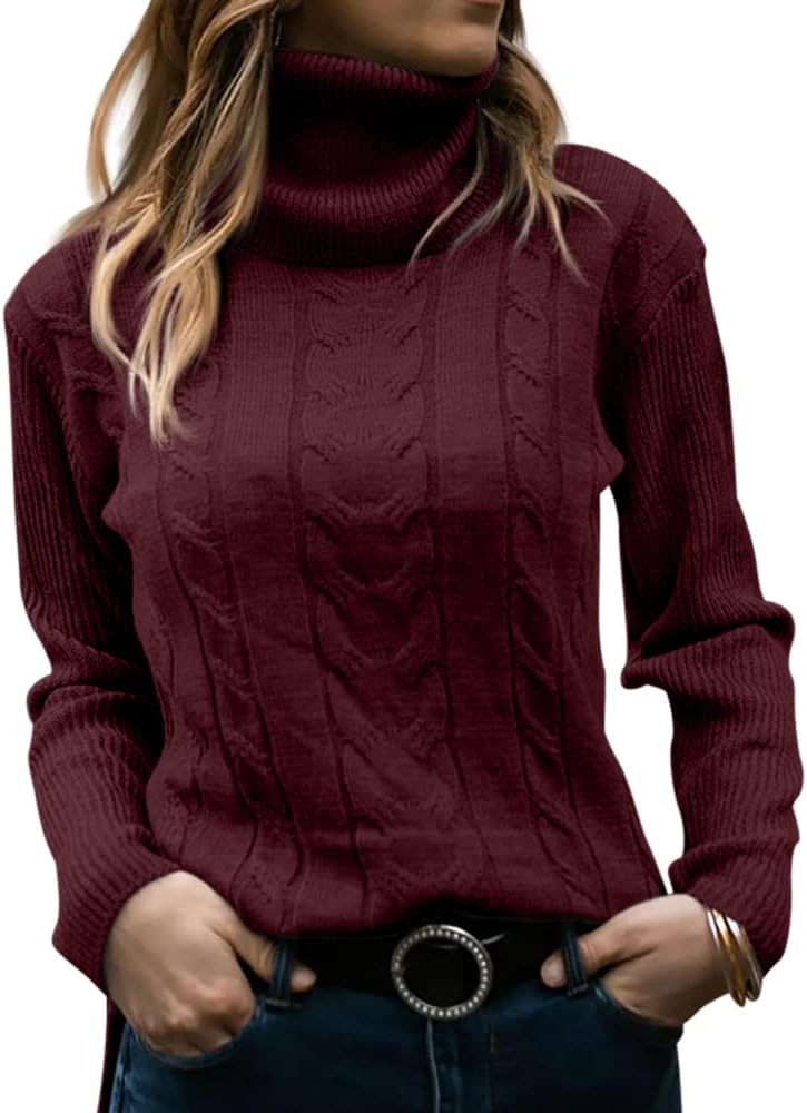Langwyqu Womens Turtleneck Long Sleeve Cable Knit Sweater Review